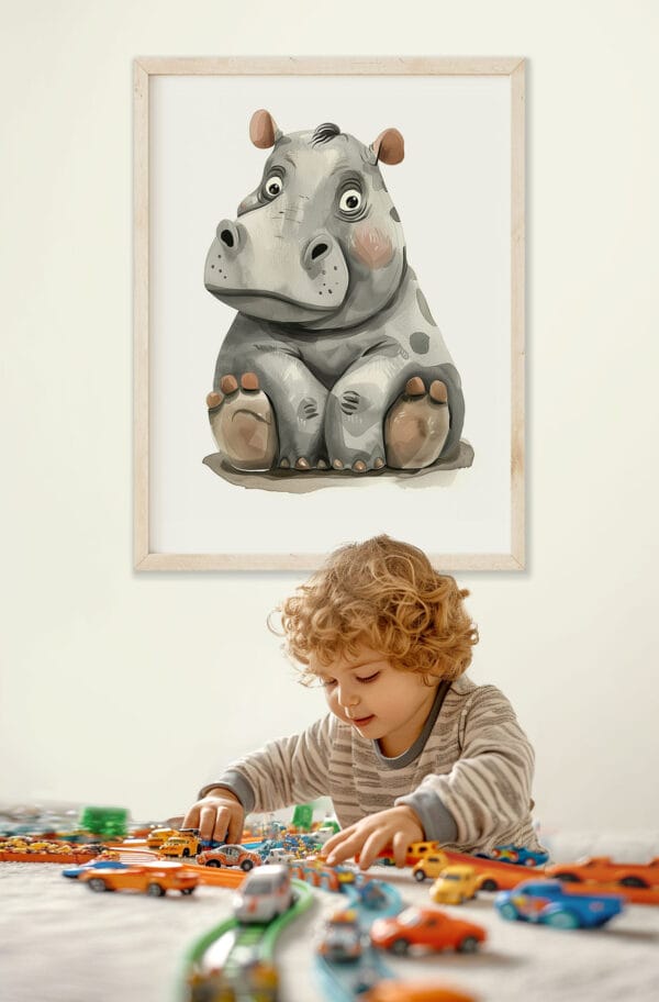 Hippo WB0957 14 Картина за детска стая с хипопотамче 2