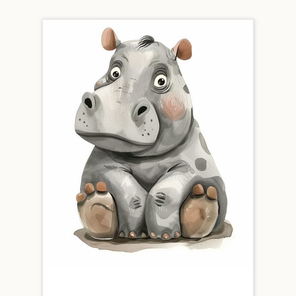 Hippo WB0957 3 Картина за детска стая с хипопотамче 2
