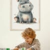 Hippo WB0958 14 Картина за детска стая с хипопотамче
