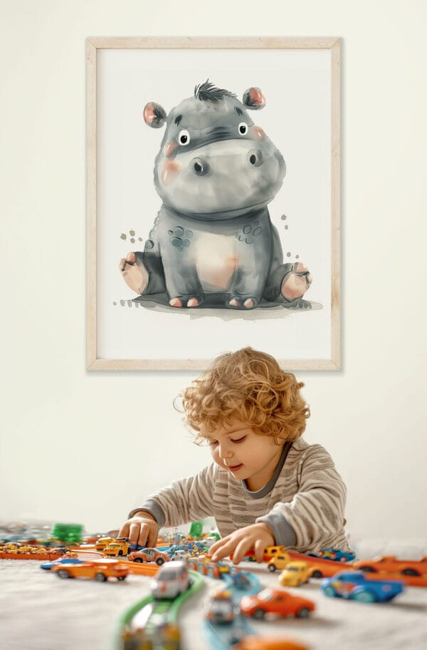 Hippo WB0958 14 Картина за детска стая с хипопотамче