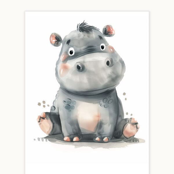Hippo WB0958 3 Картина за детска стая с хипопотамче