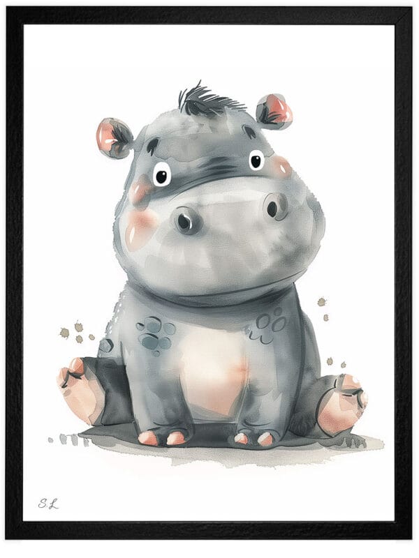 Hippo WB0958 6 Картина за детска стая с хипопотамче