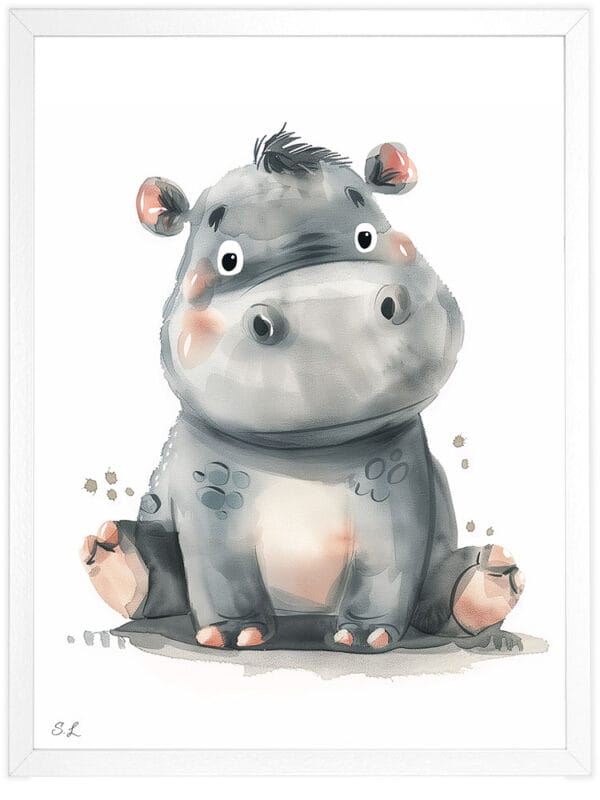 Hippo WB0958 7 Картина за детска стая с хипопотамче