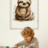 Sloth WB0941 14 Картина за детска стая с ленивец