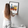 Картина за детска стая с жълт локомотив