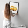 Картина за детска стая с жълт училищен автобус