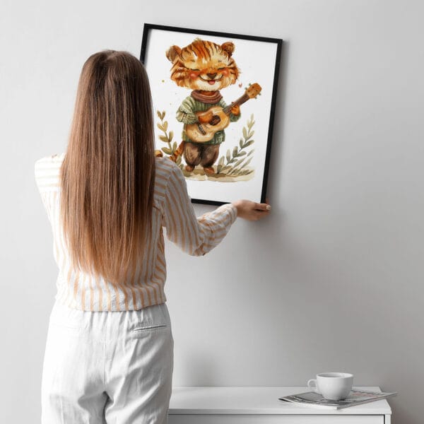 WB0982 12 Картина за детска стая тигърче с китара