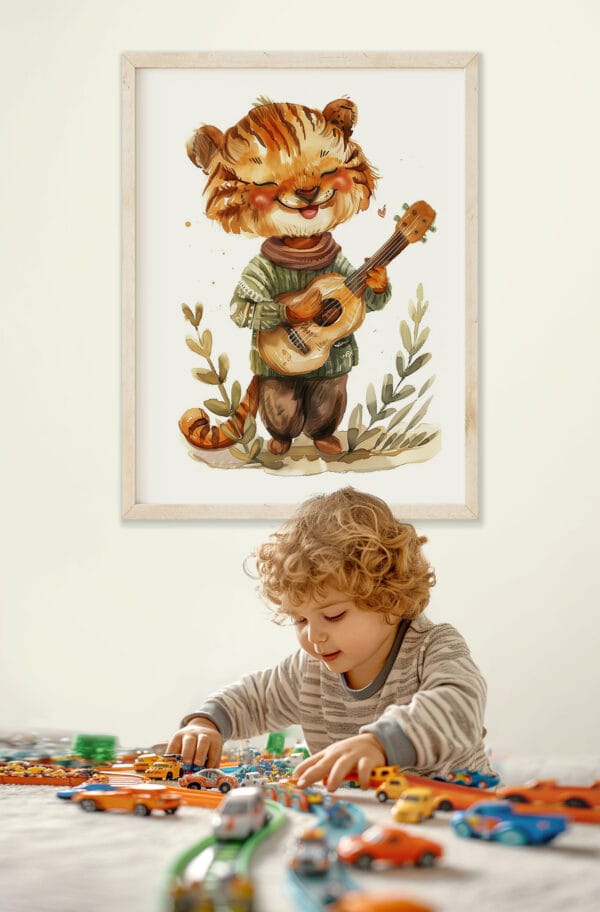 WB0982 16 Картина за детска стая тигърче с китара