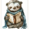 Картина за детска стая с ленивец с книжка Картина за детска стая с ленивец с книжка