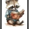Картина за детска стая  с енотче с книжка