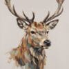 Абстрактна картина елен: глава с разклонени рога от широки мазки на светъл фон Абстрактна картина елен: глава с разклонени рога от широки мазки на светъл фон