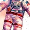 Детайл: гърдите на скафандъра с кутия с копчета, кабел и червена лента на кръста