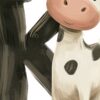 Детайл: главата на кравата с розова муцуна, сиви рога и кафяв кичур