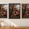 Същият портрет на хан Аспарух в бяла, черна и дървена рамка на стена в стая Същият портрет на хан Аспарух в бяла, черна и дървена рамка на стена в стая