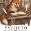 Картина лисица чете книга до свещ и перо, с надпис „Ученето е светлина“