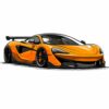 Картина оранжев суперкар в стил комикс с голямо задно крило на бял фон Картина оранжев суперкар в стил комикс с голямо задно крило на бял фон