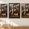 Същият портрет на Панайот Хитов в бяла, черна и дървена рамка на стена в стая Същият портрет на Панайот Хитов в бяла, черна и дървена рамка на стена в стая