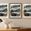 Същата картина със Самара 2108 в бяла, черна и дървена рамка на стена в офис