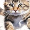 Детайл: муцуна на тигрово коте с жълто-зелени очи и дълги бели мустаци