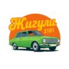Картина зелени жигули 2101: зелен седан пред оранжев кръг с жълт надпис „Жигули“ Картина зелени жигули 2101: зелен седан пред оранжев кръг с жълт надпис „Жигули“