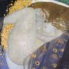 Климт Даная: жена със затворени очи, червена коса, златен дъжд и лилав воал Климт Даная: жена със затворени очи, червена коса, златен дъжд и лилав воал