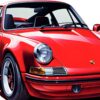 Детайл: кръглият фар, жълтият мигач и предният калник на червеното Porsche 911 отблизо Детайл: кръглият фар, жълтият мигач и предният калник на червеното Porsche 911 отблизо