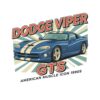 Постер Dodge Viper GTS: синьо купе с две кремави ивици и наклонен надпис Постер Dodge Viper GTS: синьо купе с две кремави ивици и наклонен надпис