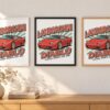 Същият постер с Lamborghini Diablo в бяла, черна и дървена рамка на стена в стая Същият постер с Lamborghini Diablo в бяла, черна и дървена рамка на стена в стая