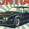 Детайл отблизо: Постер Pontiac Firebird Trans Am: черно купе със златна птица на капака