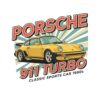 Постер Porsche 911 Turbo: жълто спортно купе пред наклонени зелени лъчи Постер Porsche 911 Turbo: жълто спортно купе пред наклонени зелени лъчи