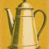 Първа картина: ретро кафеварка с куполен капак и извита дръжка на горчично жълт фон