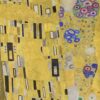 Втора картина от сета: златна дреха с черни и бели правоъгълници и спирали, вдясно кръгове върху зелен фон Втора картина от сета: златна дреха с черни и бели правоъгълници и спирали, вдясно кръгове върху зелен фон